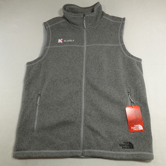 The North Face Vest Adult Large‎ Gray Sweater Fleece Full Zip Gorpcore Logos NEW - Picture 1 of 12